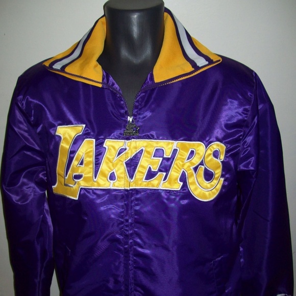 lakers satin starter jacket